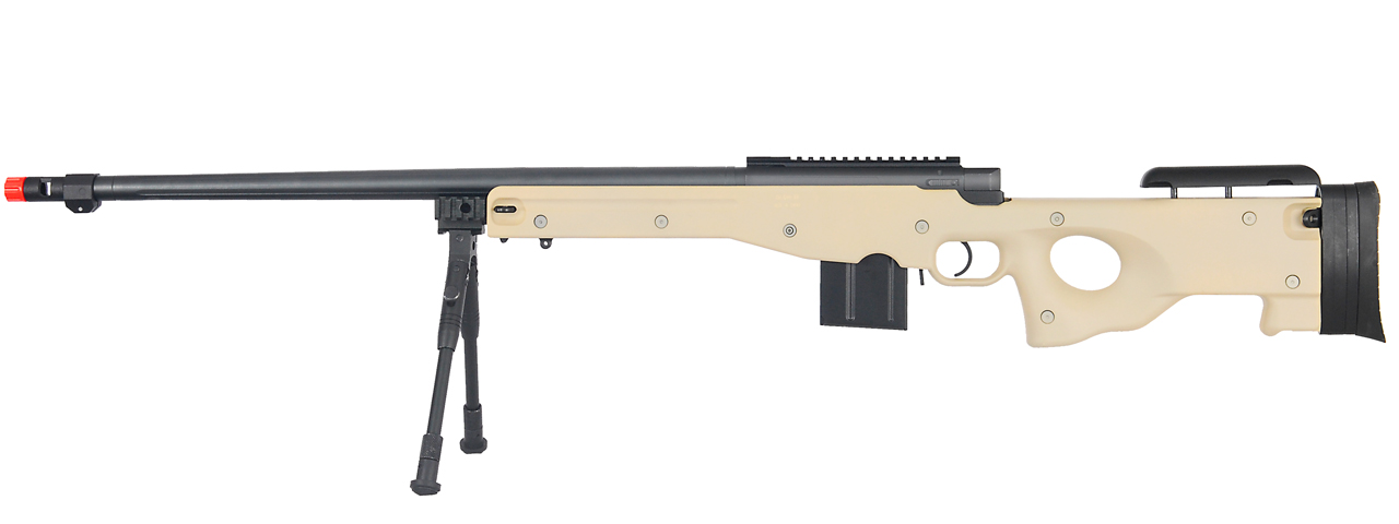 WELL MB4402TBIP BOLT ACTION RIFLE w/FLUTED BARREL & BIPOD (COLOR: TAN) - Click Image to Close