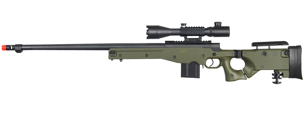 WELL MB4403GA2 BOLT ACTION RIFLE w/FLUTED BARREL & ILLUMINATED SCOPE (COLOR: OD GREEN) - Click Image to Close