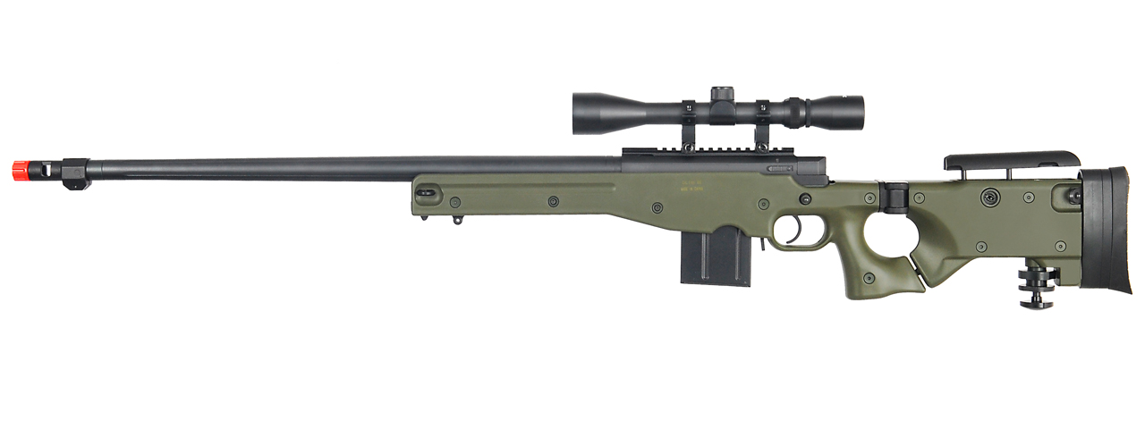 WELL MB4403GA BOLT ACTION RIFLE w/FLUTED BARREL & SCOPE (COLOR: OD GREEN) - Click Image to Close