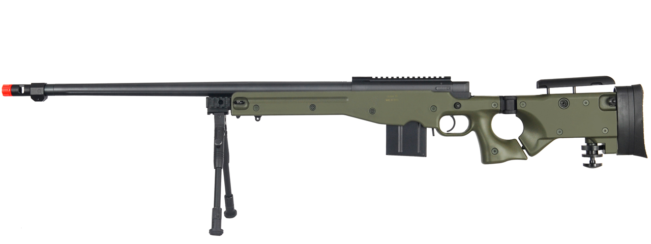 WELL MB4403GBIP BOLT ACTION RIFLE w/FLUTED BARREL & BIPOD (COLOR: OD GREEN) - Click Image to Close