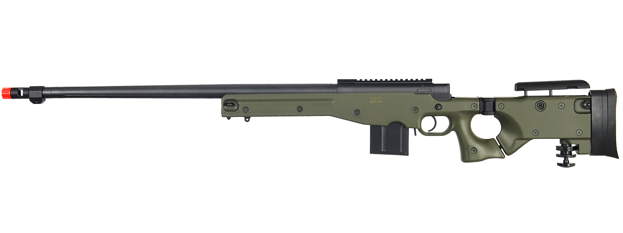 WELL AIRSOFT L96 AWP BOLT ACTION RIFLE W/ FLUTED BARREL - OD GREEN - Click Image to Close