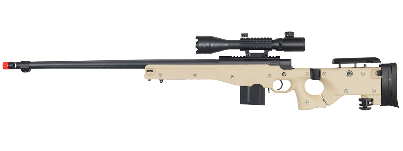 WELL MB4403TA2 BOLT ACTION RIFLE w/FLUTED BARREL & ILLUMINATED SCOPE (COLOR: TAN) - Click Image to Close