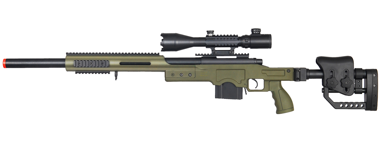 WELL MB4410GA2 BOLT ACTION RIFLE w/ILLUMINATED SCOPE (COLOR: OD GREEN) - Click Image to Close