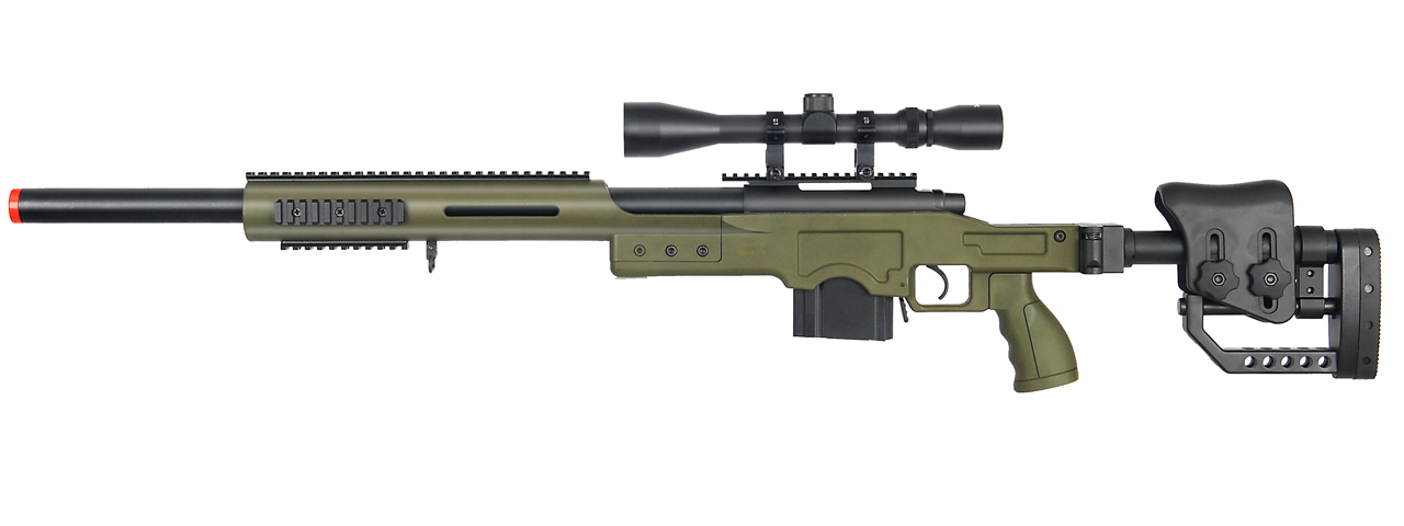 WELL MB4410GA BOLT ACTION RIFLE w/SCOPE (COLOR: OD GREEN) - Click Image to Close