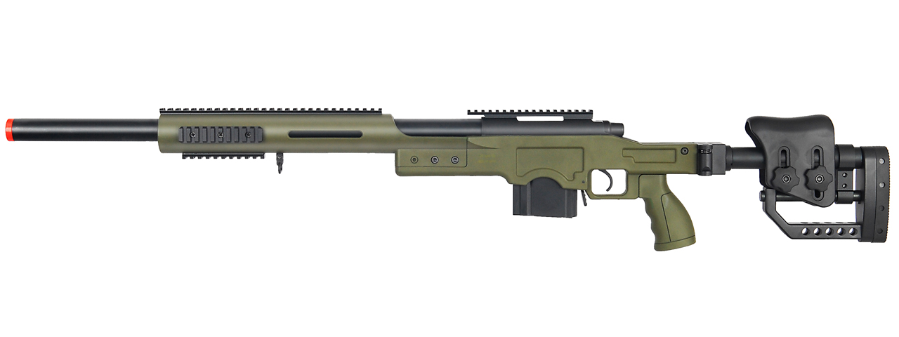 WELL AIRSOFT M24/M28 BOLT ACTION RIFLE W/ FOLDING STOCK - OLIVE DRAB - Click Image to Close