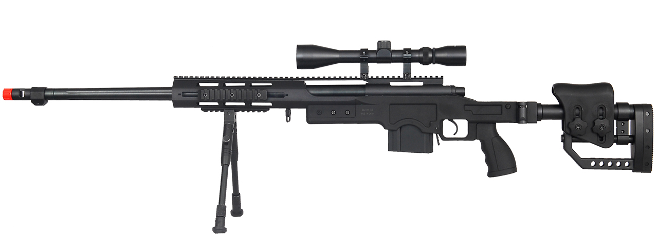 WELL MB4411BAB BOLT ACTION RIFLE w/BIPOD & SCOPE (COLOR: BLACK) - Click Image to Close