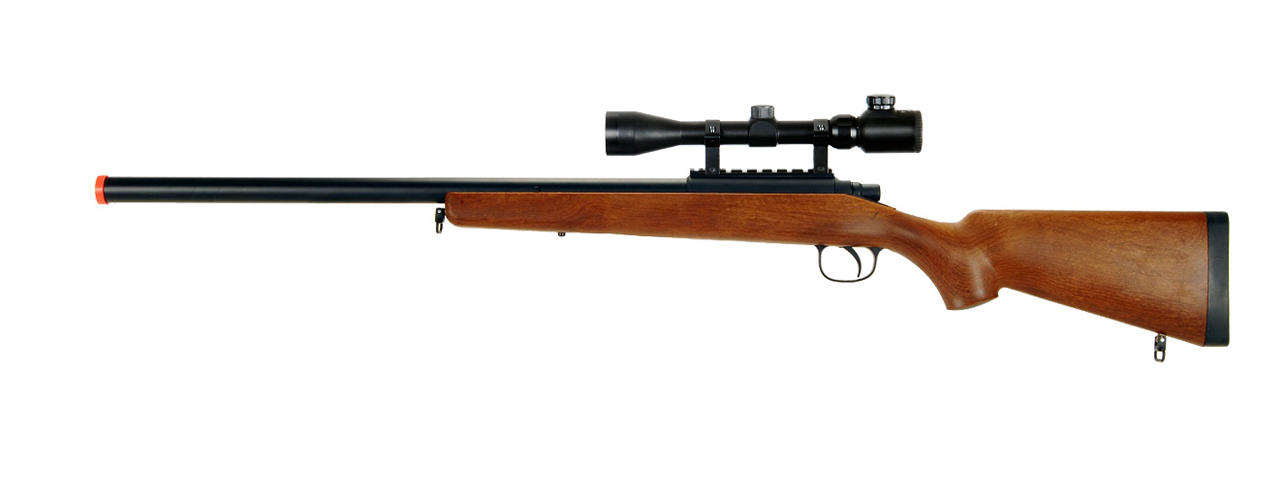 AGM MP001AA BOLT ACTION SNIPER RIFLE w/SCOPE (COLOR: WOOD) - Click Image to Close