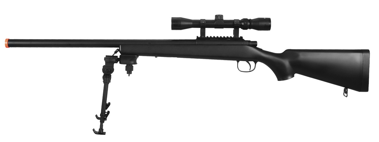 AGM MP001BAB BOLT ACTION SNIPER RIFLE w/ SCOPE & BI-POD (COLOR: BLACK) - Click Image to Close