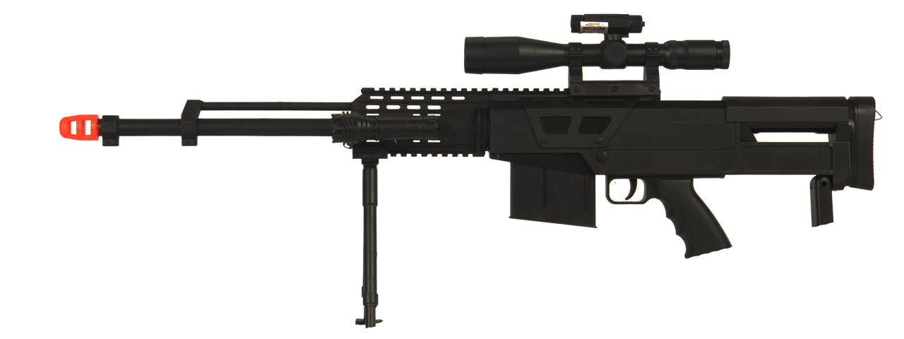 UKARMS P1150 Spring Rifle Sniper w/ Bipod, Mock Scope, Laser, Flashlight and Folding Stock Support - Click Image to Close