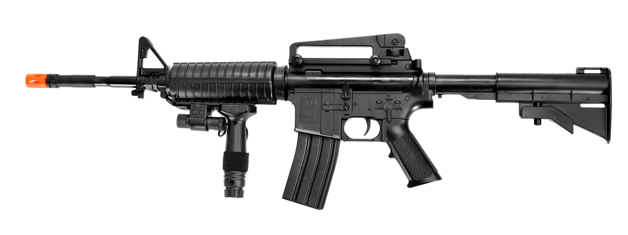 UK Arms M4A1 Spring Rifle w/ Laser and Vertical Grip (Color: Black) - Click Image to Close