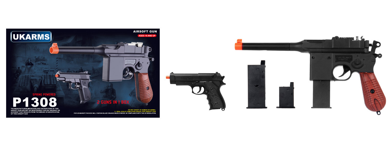 UKARMS P1308 High performance Spring Pistol Set (Includes 2 guns in 1 package) - Click Image to Close