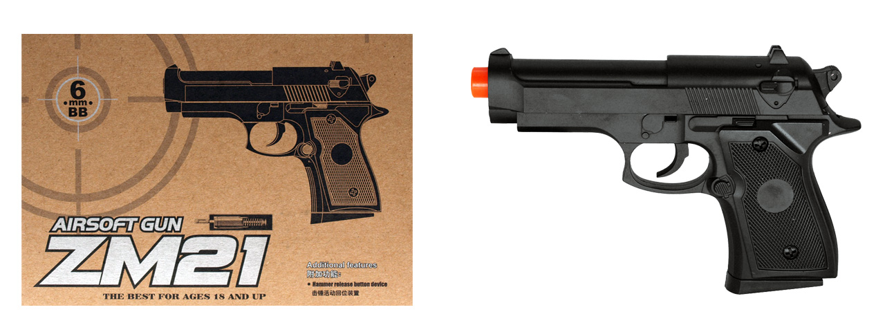 CYMA METAL SPRING POWERED AIRSOFT COMPACT M9 PISTOL - BLACK - Click Image to Close