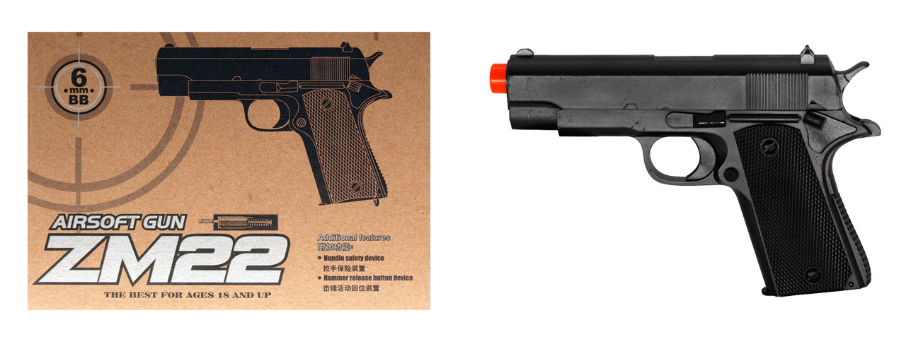 CYMA METAL SPRING POWERED AIRSOFT 1911 PISTOL - BLACK - Click Image to Close