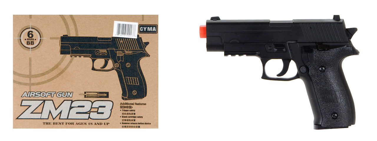 CYMA ZM23 MK.23 METAL SPRING PISTOL - BLACK - Click Image to Close