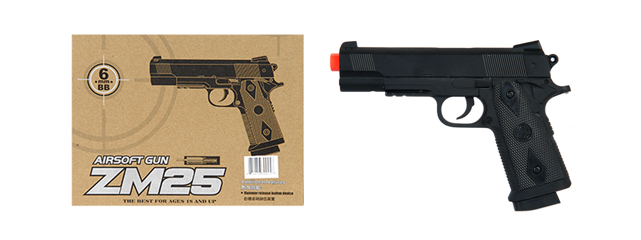 CYMA AIRSOFT ZM25B 230 FPS METAL SPRING PISTOL - BLACK - Click Image to Close