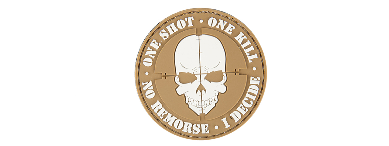 AC-130F "ONE SHOT, ONE KILL" PVC PATCH (TAN) - Click Image to Close