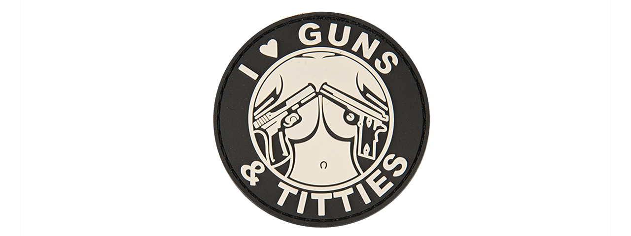 AC-130G "I LOVE GUNS & TITTIES" PVC PATCH (BW) - Click Image to Close