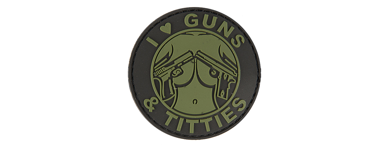 AC-130H "I LOVE GUNS & TITTIES" PVC PATCH (BK/OD) - Click Image to Close