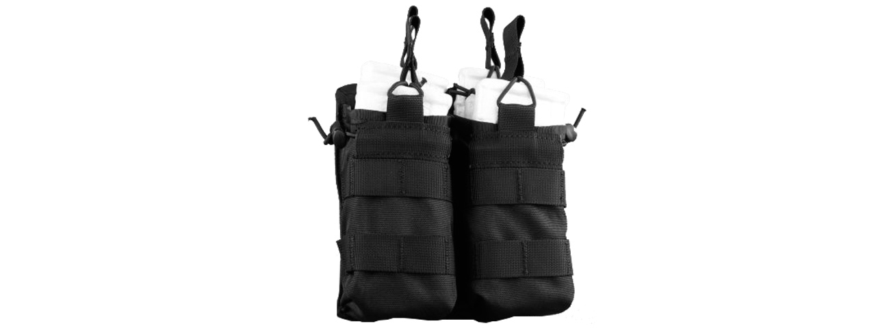 AMA TACTICAL AIRSOFT M4 OPEN TOP DOUBLE MAGAZINE POUCH - BLACK - Click Image to Close