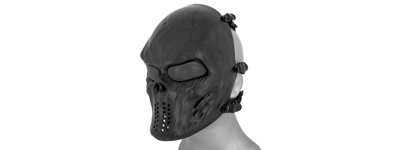 CA-1231B AIRSOFT VILLAIN SKULL MESH FACE MASK - BLACK - Click Image to Close