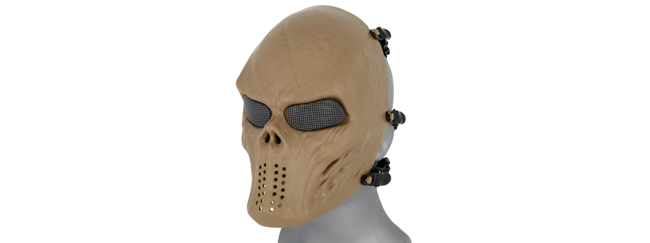 CA-1231T AIRSOFT VILLAIN SKULL MESH FACE MASK - TAN - Click Image to Close