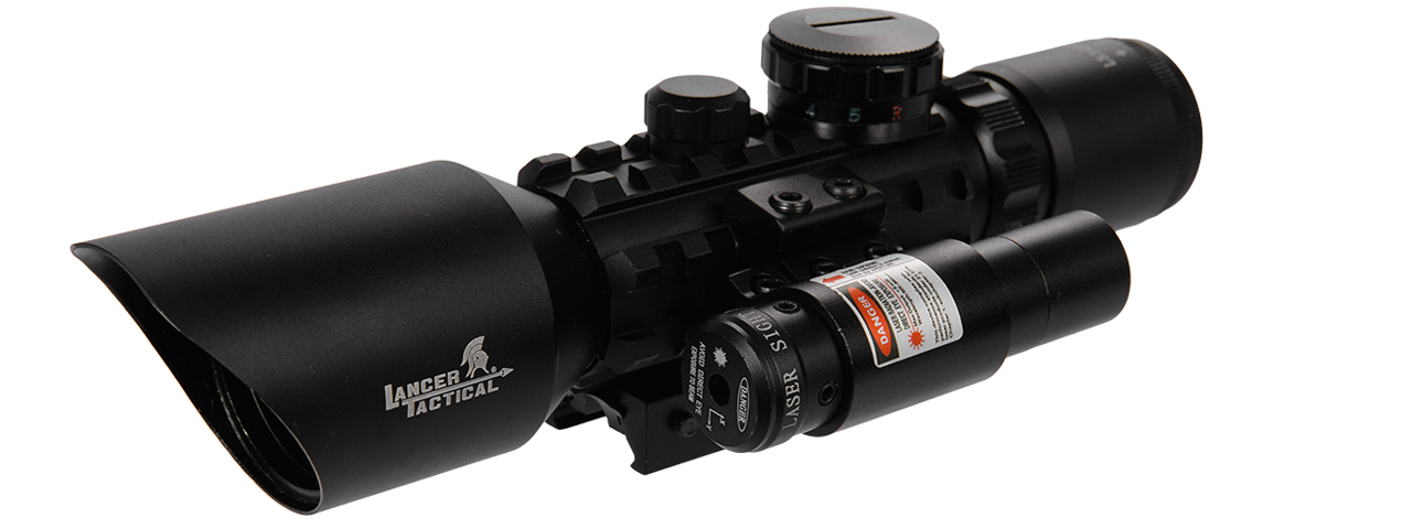 CA-1405 3-10X42 EG RED & GREEN ILLUMINATED RIFLE SCOPE W/ RED LASER SIGHT - Click Image to Close