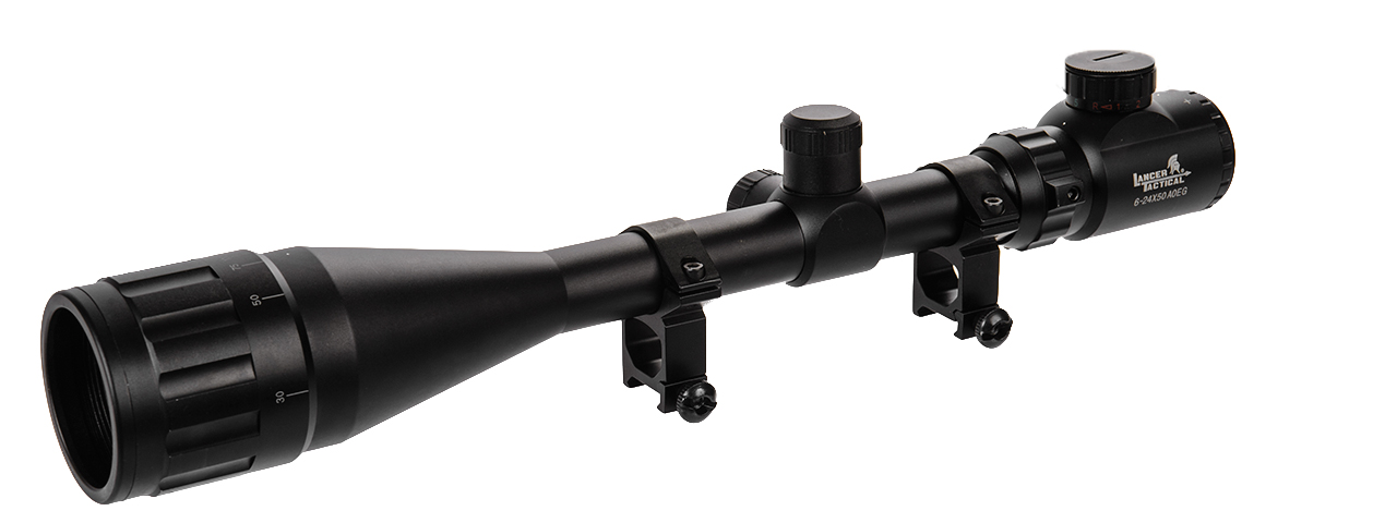 Lancer Tactical AOEG 6-24X50 Red & Green Illuminated Scope (Color: Black) - Click Image to Close