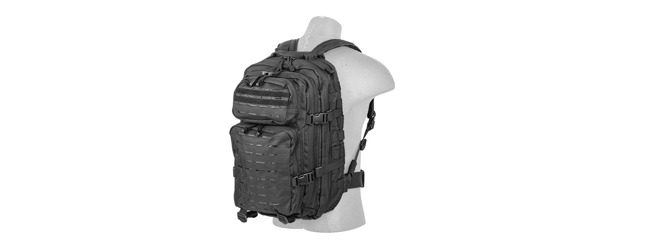 Lancer Tactical Laser Cut Webbing Multi-Purpose Backpack (Black) - Click Image to Close