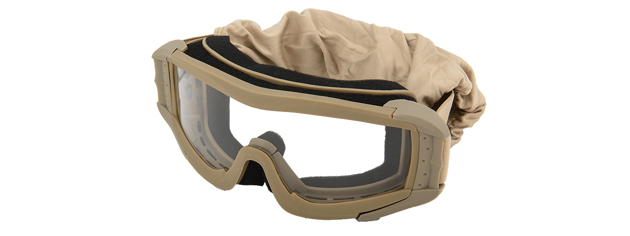 CA-226T AIRSOFT POLYCARBONATE SAFETY LENS GOGGLES W/ UV400 LENS (TAN) - Click Image to Close