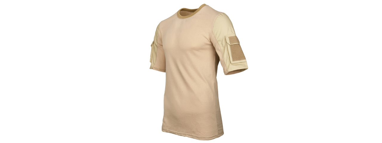 CA-2741T-M LANCER TACTICAL SPECIALIST ADHESION ARMS T-SHIRT - MEDIUM (TAN) - Click Image to Close
