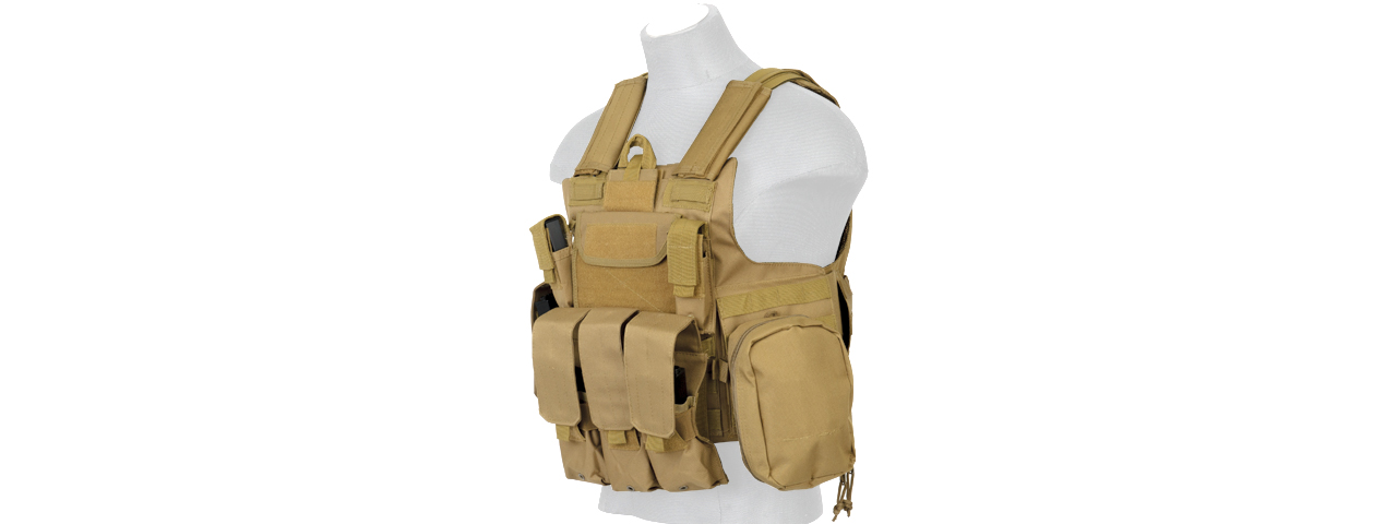 Lancer Tactical CA-303T Tactical Strike Tactical Vest in Tan - Click Image to Close
