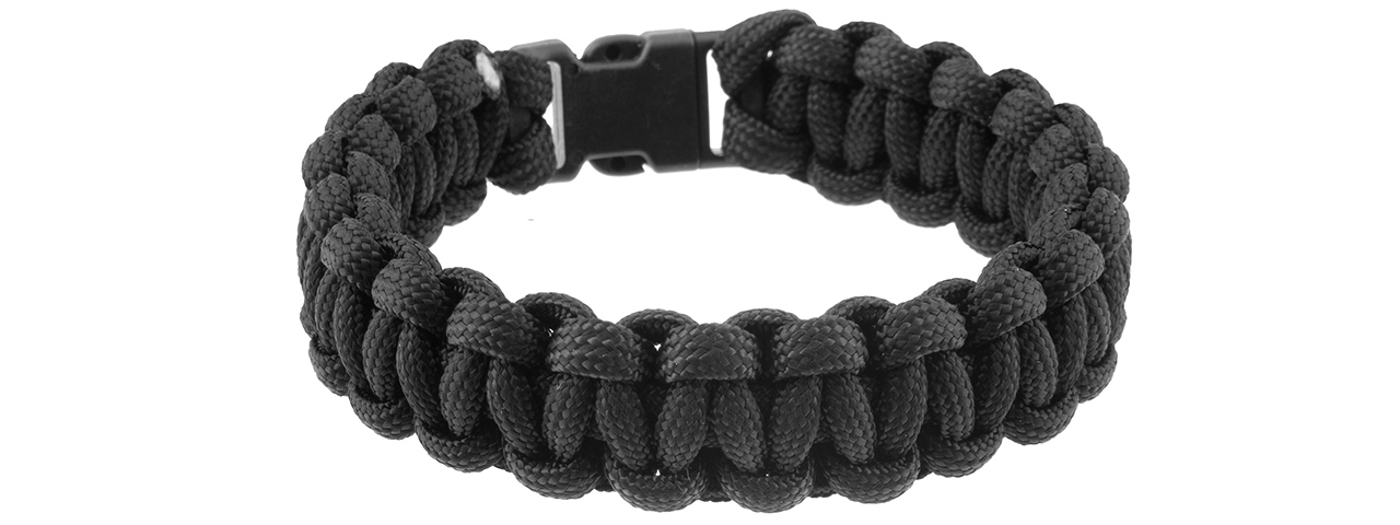 CA-5020 8-INCH PARACORD BRACELET W/ SMALL BUCKLE (BLACK) - Click Image to Close