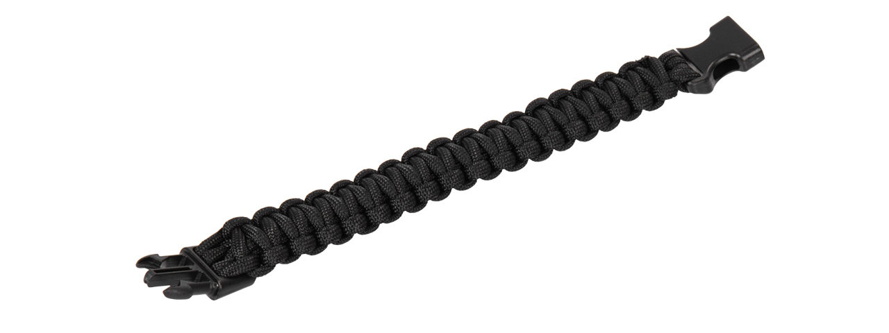 CA-5028 8" PARACORD BRACELET W/ LARGE BUCKLE (BLACK) - Click Image to Close