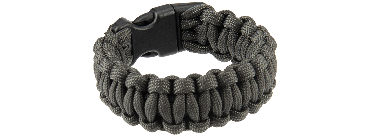 CA-5034 8" PARACORD BRACELET W/ LARGE BUCKLE (GRAY) - Click Image to Close