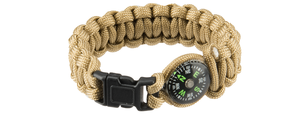 CA-5040 8" PARACORD BRACELET, SMALL BUCKLE W/ COMPASS (CB) - Click Image to Close