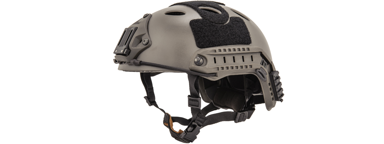 Lancer Tactical PJ Airsoft Helmet w/ Side Rails [LG/XL] (FOLIAGE GRAY) - Click Image to Close