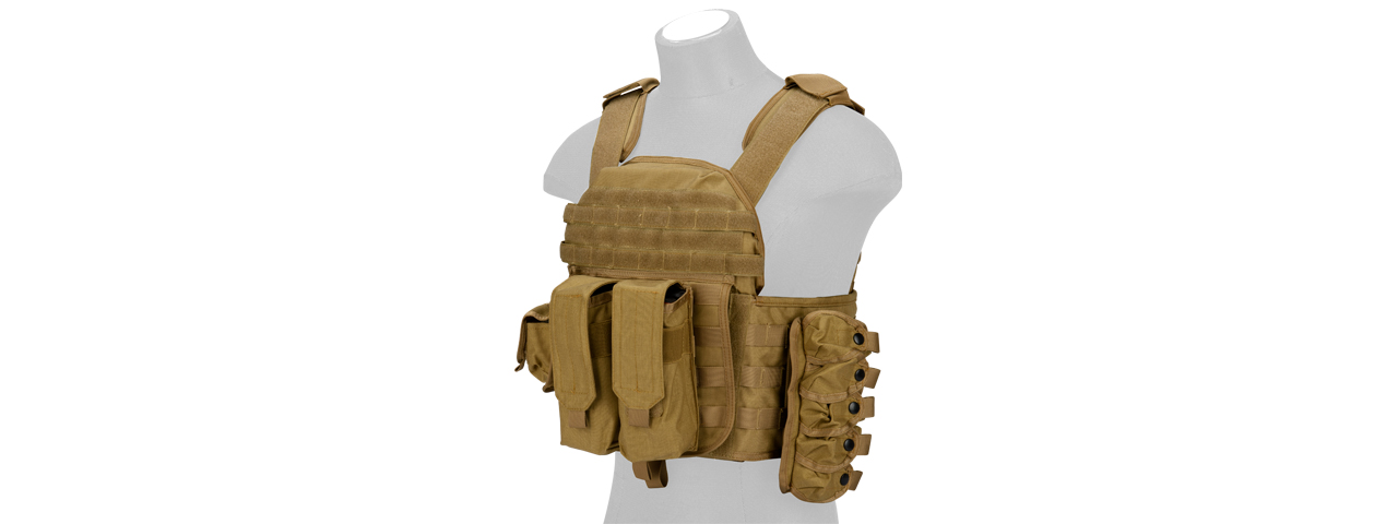 CA-8257LT Lancer Tactical Molle AK Tactical Vest (Tan) - Click Image to Close