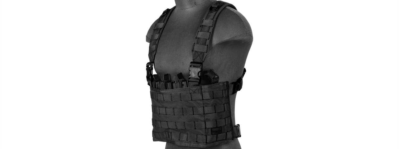 CA-882B LIGHTWEIGHT CHEST RIG W/ CONCEALED MAGAZINE POUCH (BLACK) - Click Image to Close