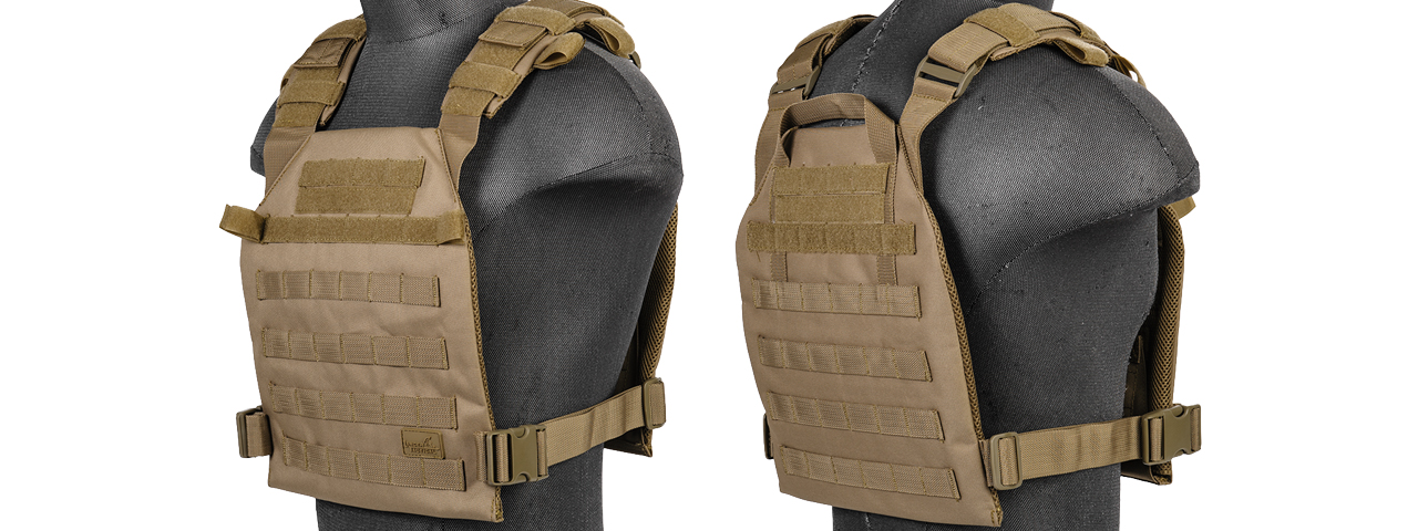 Lancer Tactical Polyester QR Lightweight Tactical Vest (Color: Tan) - Click Image to Close