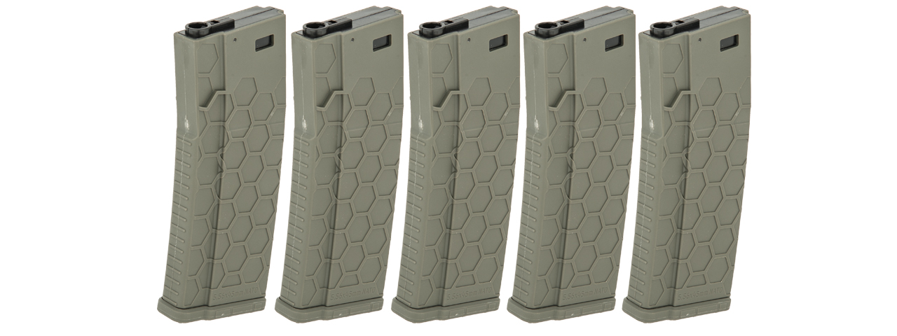 DYTAC HEXMAG AIRSOFT 120RDS MAGAZINES FOR M4 AEG 5 PACK - OD - Click Image to Close