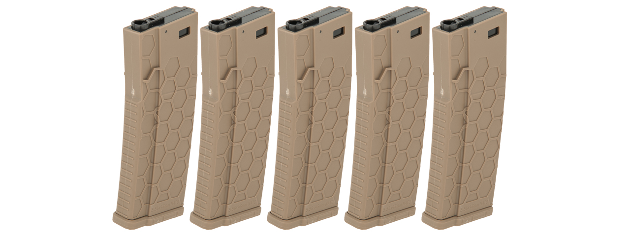 DYTAC HEXMAG AIRSOFT 120RDS MAGAZINES FOR M4 AEGS 5 PACK - TAN - Click Image to Close