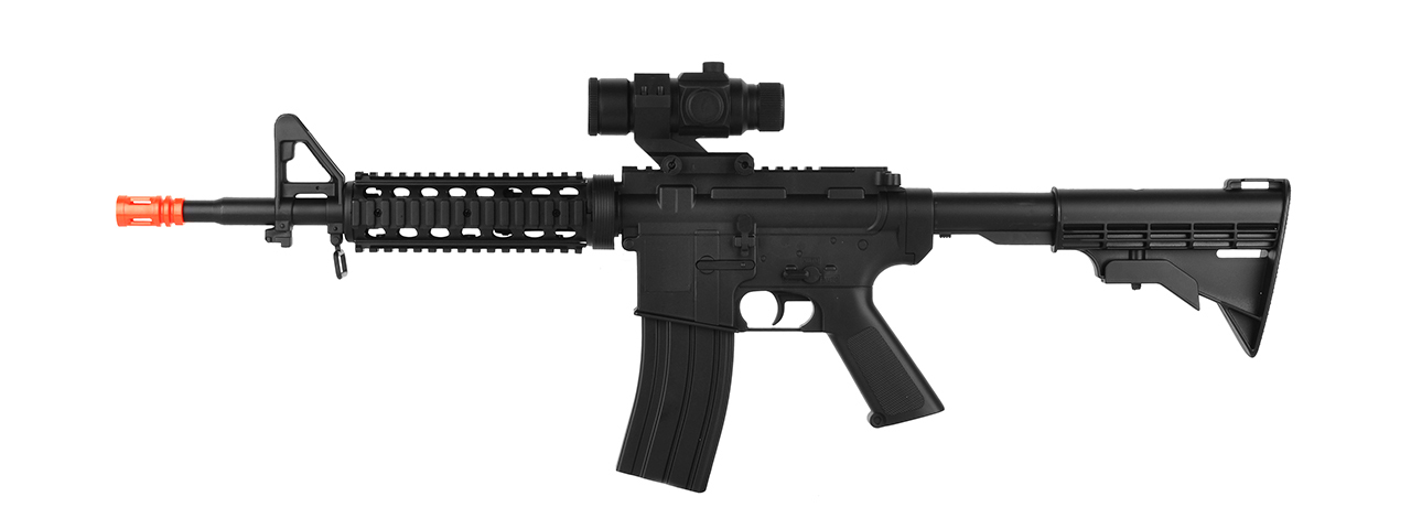 WELL D99 LPEG FULL-AUTO M4 RIS AEG AIRSOFT RIFLE W/ MOCK SCOPE (BLACK) - Click Image to Close