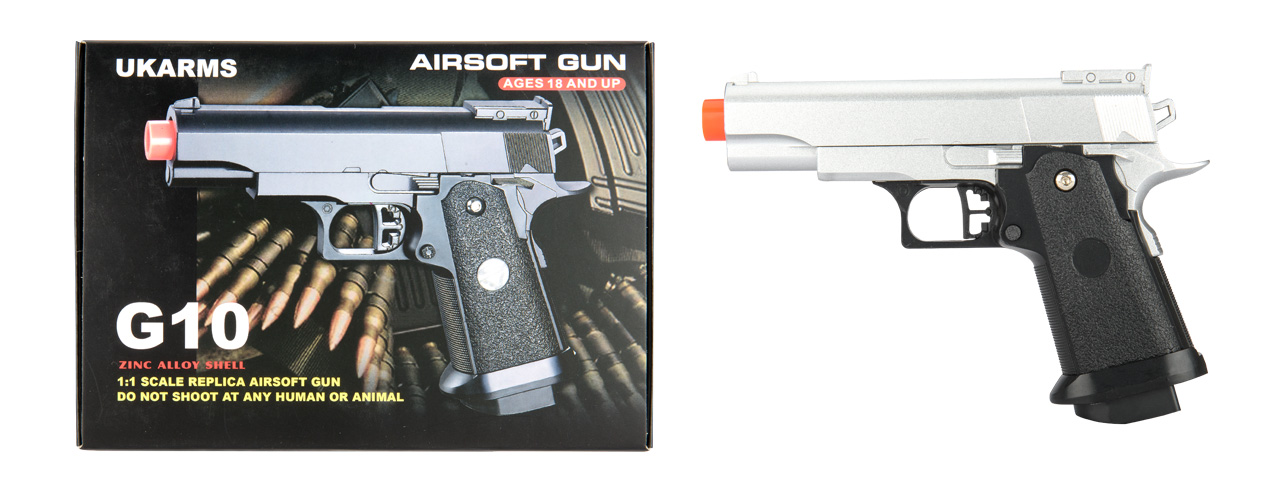 G10S METAL SPRING POWERED PISTOL (SILVER) - Click Image to Close