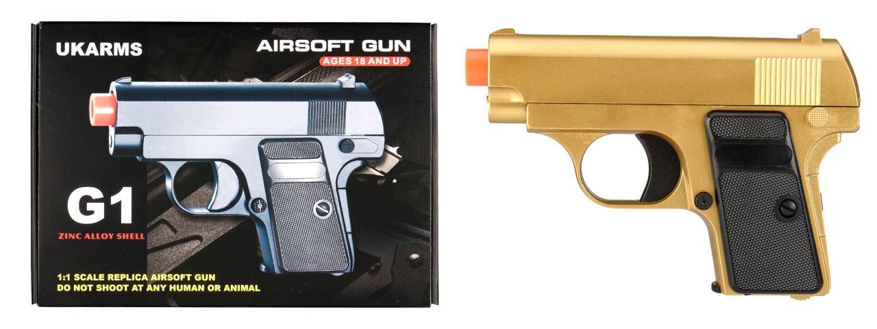 G1G Compact Spring Vest Pocket Airsoft Pistol (Gold) - Click Image to Close