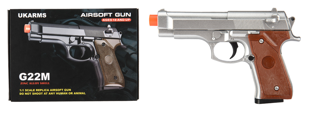G22MS Metal Spring-Loaded Pistol (Silver) - Click Image to Close