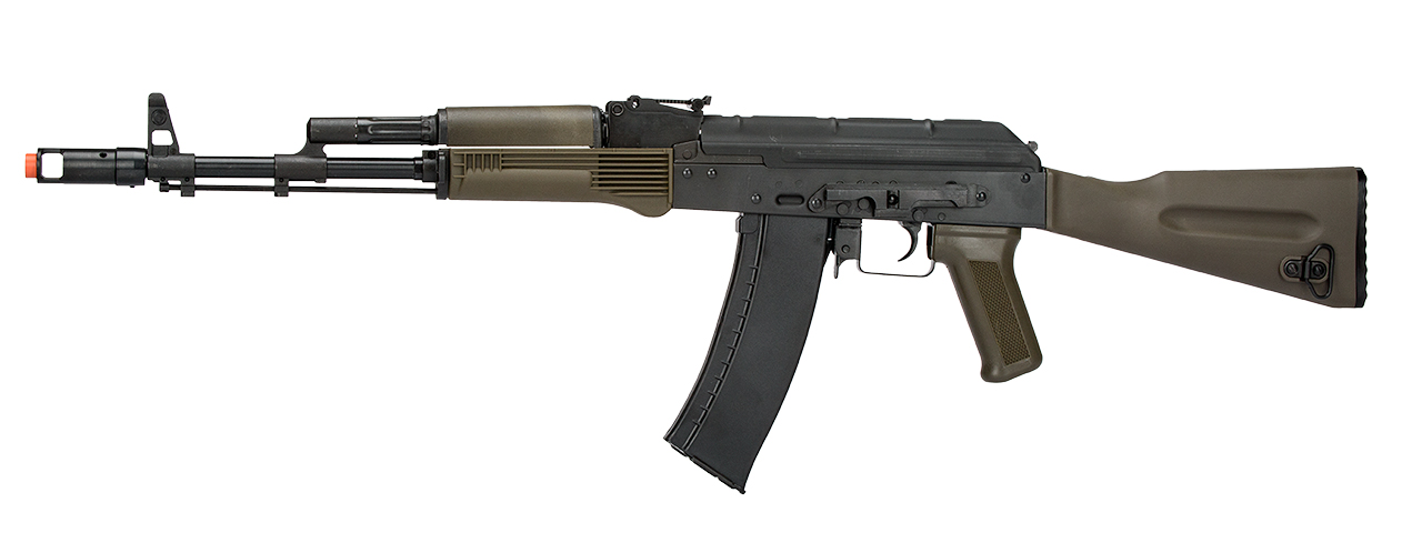 LCT FULL STEEL AK74M AIRSOFT AEG RIFLE - BLACK/OLIVE DRAB GREEN - Click Image to Close