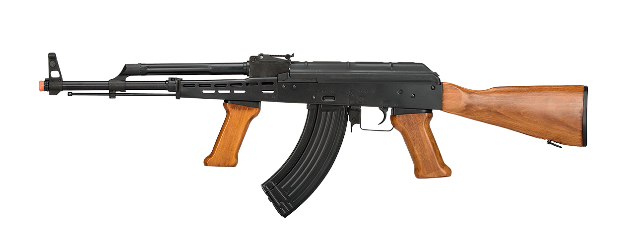 LCT-LCKM63-AEG LCT Real Wood Full Metal AK47 w/ Foregrip (Black / Wood) - Click Image to Close
