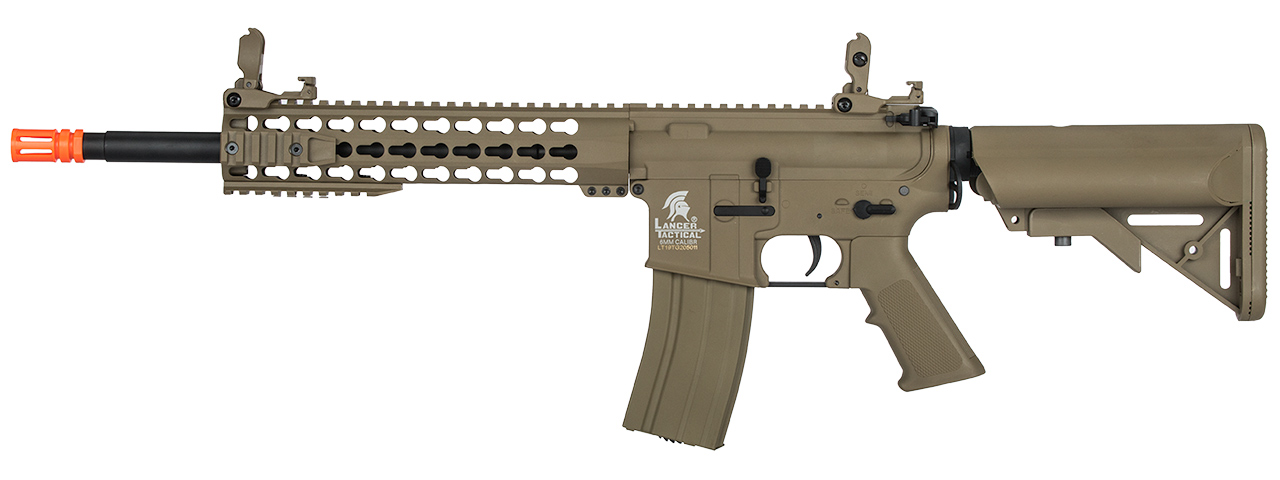 Lancer Tactical Low FPS Gen 2 10" Keymod M4 Carbine Airsoft AEG Rifle (Color: Tan) - Click Image to Close