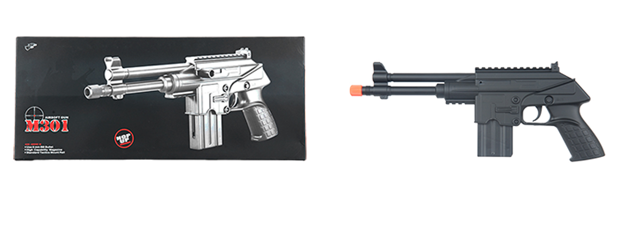 UK ARMS AIRSOFT LONG BARREL SPRING PISTOL - BLACK - Click Image to Close