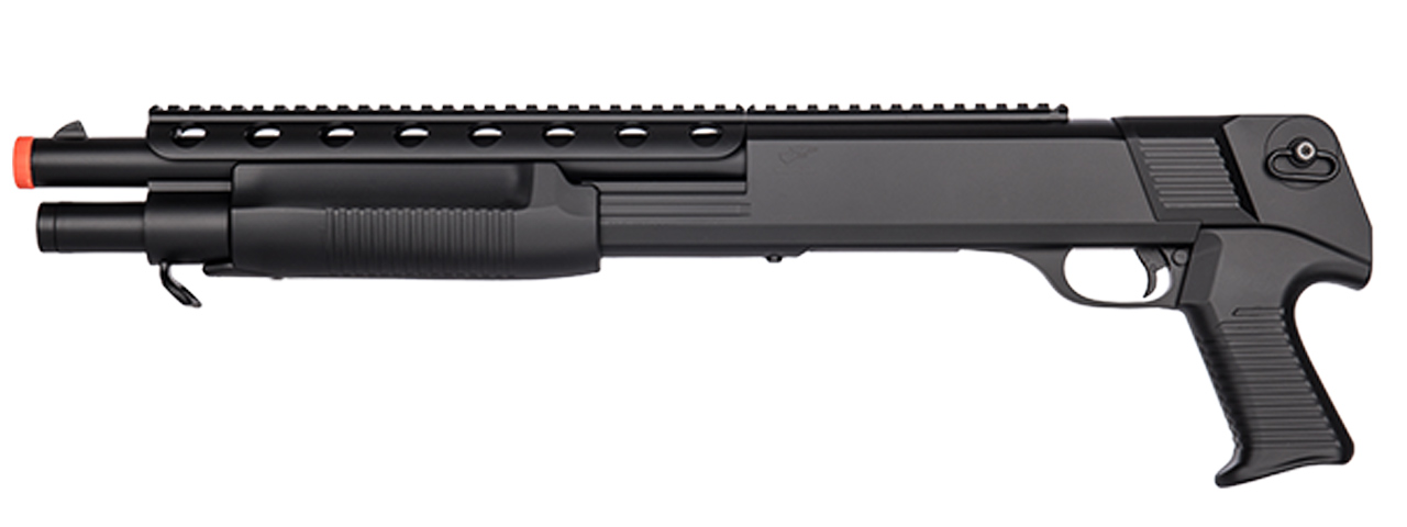 Double Eagle M309 Tactical Pump Action Springer Shotgun (Color: Black) - Click Image to Close